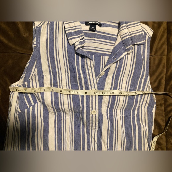 Lands' End Blue and White Striped Linen blend, size 10, dress, cute and comfy - Picture 3 of 7